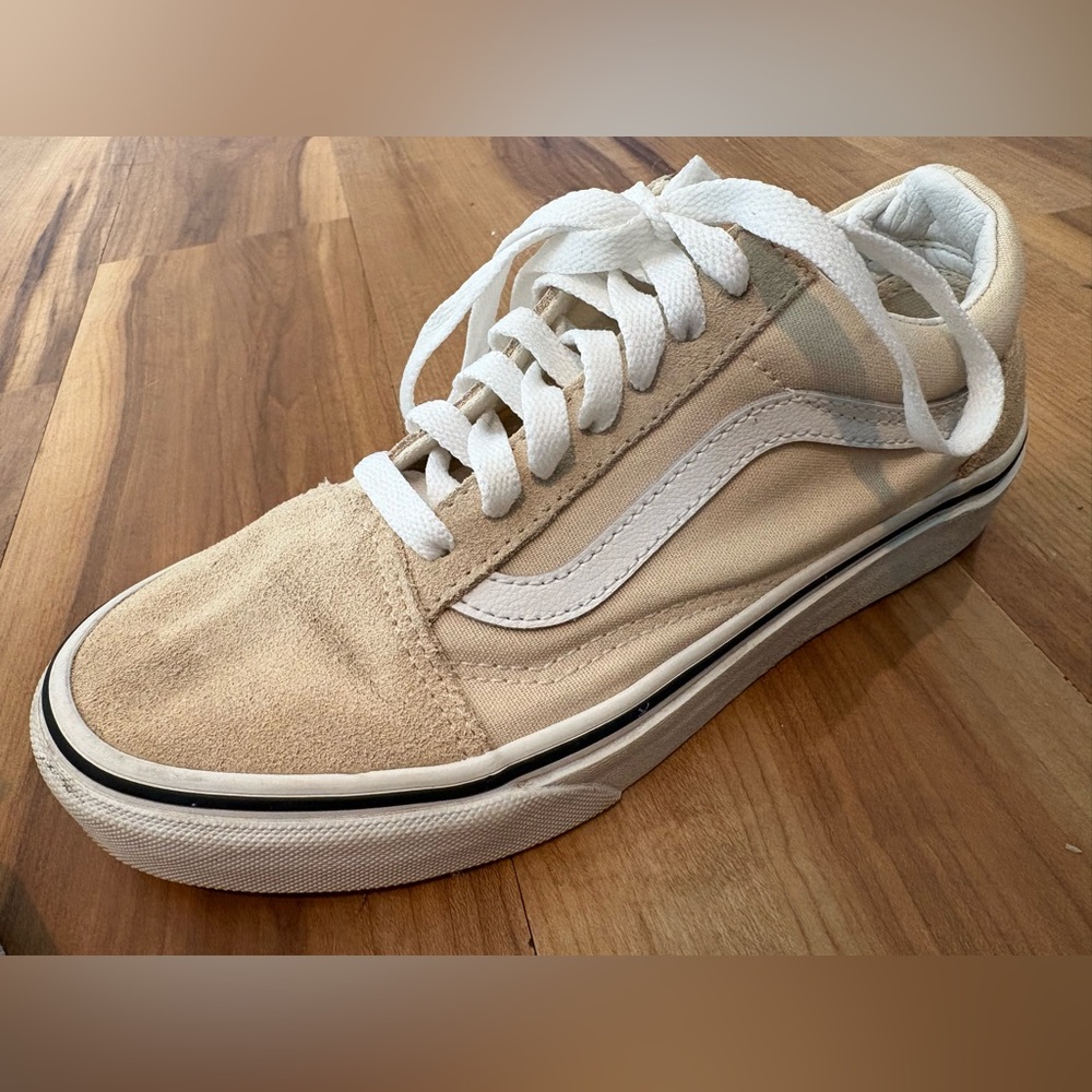 Old Skool Vans, Beige Canvas and Suede Low top Sneaker, Unisex W 5.5, M 4 - Picture 5 of 8